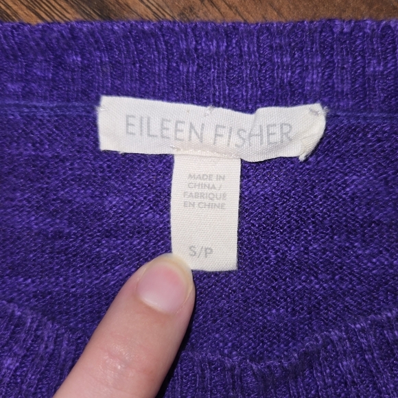 Eileen Fisher Purple Women's Linen & Cotton Blend Crew Neck Sweater - Picture 5 of 8